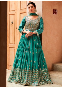 Green Silk Designer Gown